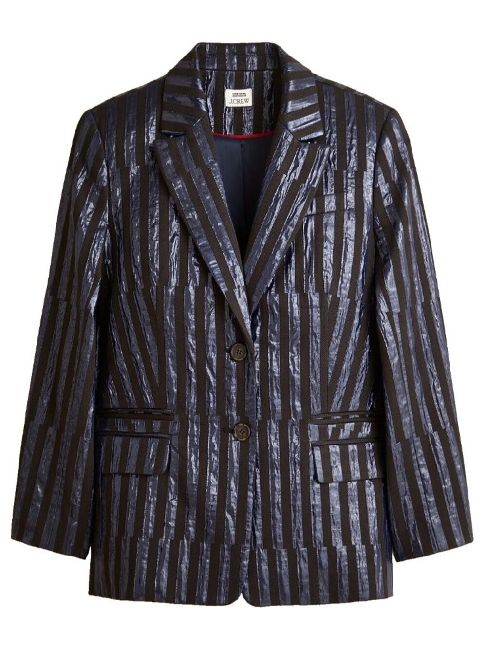 NWT Christopher John Rogers X J.Crew Relaxed Blazer in Metallic Stripe Jacket 10 - Picture 6 of 11